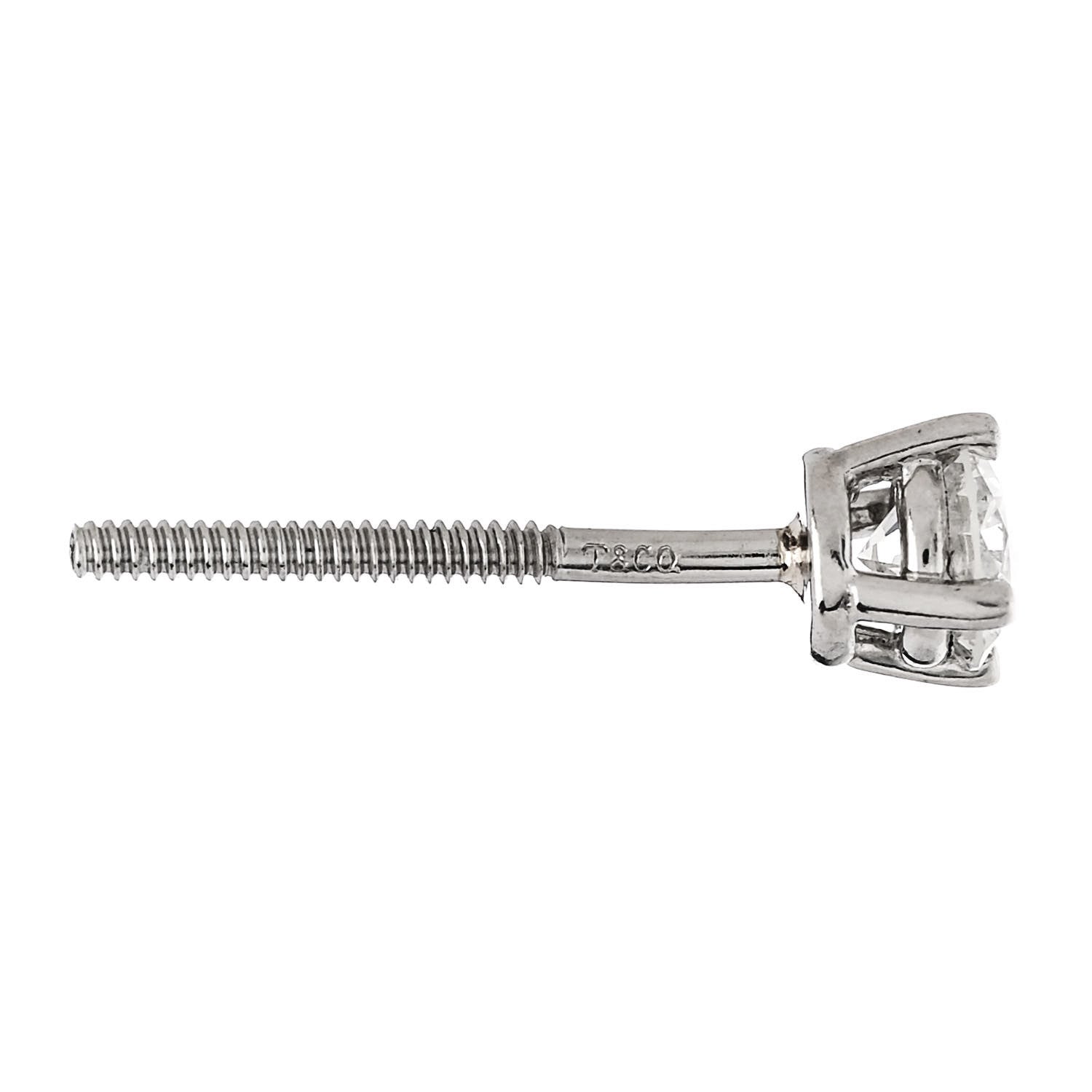 Tiffany Platinum Diamond .34ctw Solitaire Earrings 5 of 6