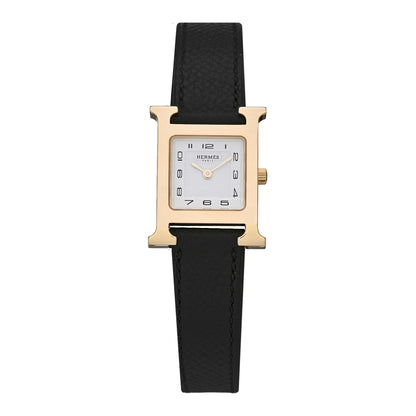Hermes Stainless Steel Epsom 21mm Heure H Hour Quartz Watch Noir 1 of 5