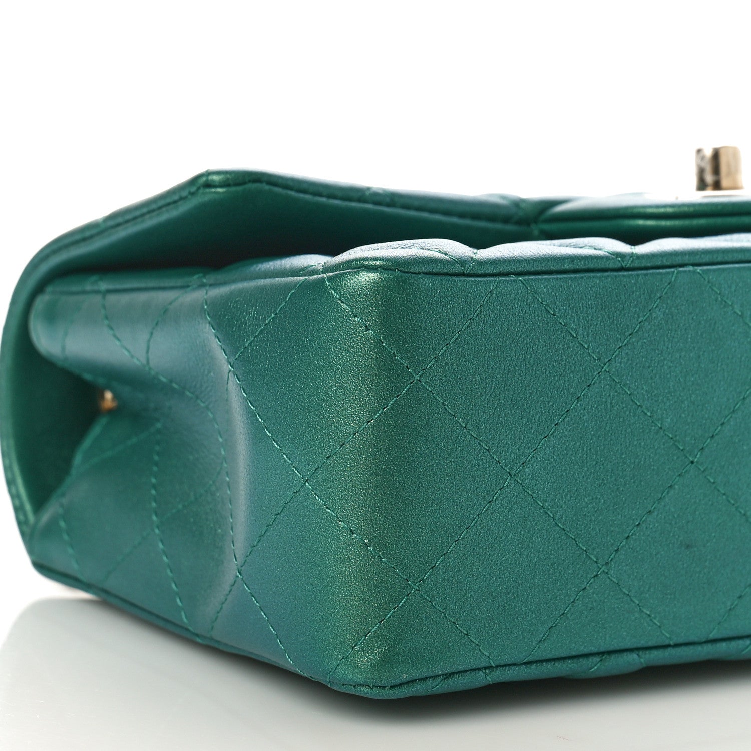 Chanel Iridescent Calfskin Quilted Mini Rectangular Flap Green 9 of 11