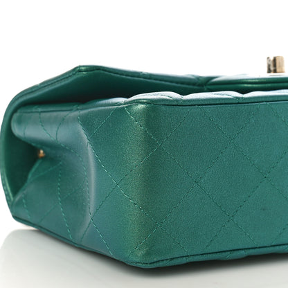 Chanel Iridescent Calfskin Quilted Mini Rectangular Flap Green 9 of 11