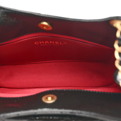 Chanel Shiny Crumpled Calfskin Quilted Small Wavy CC Hobo Black 5 of 11