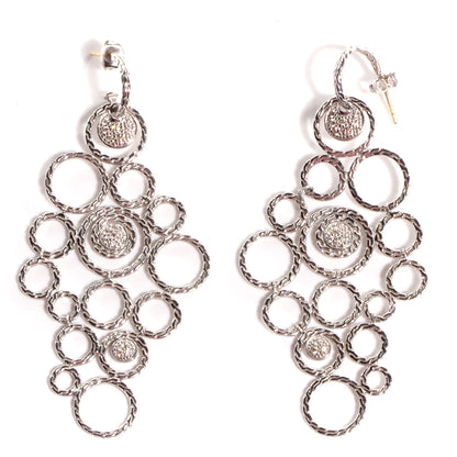 John Hardy Sterling Silver Pave Diamond Chandelier Earrings 1 of 5