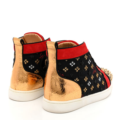 Christian Louboutin Patent Suede Calfskin Womens Spikes Orlato Flat Sneakers 39.5 Black Multicolor 5 of 9