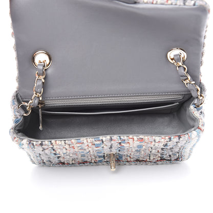 Chanel Tweed Quilted Mini Square Flap Bag Blue 5 of 11
