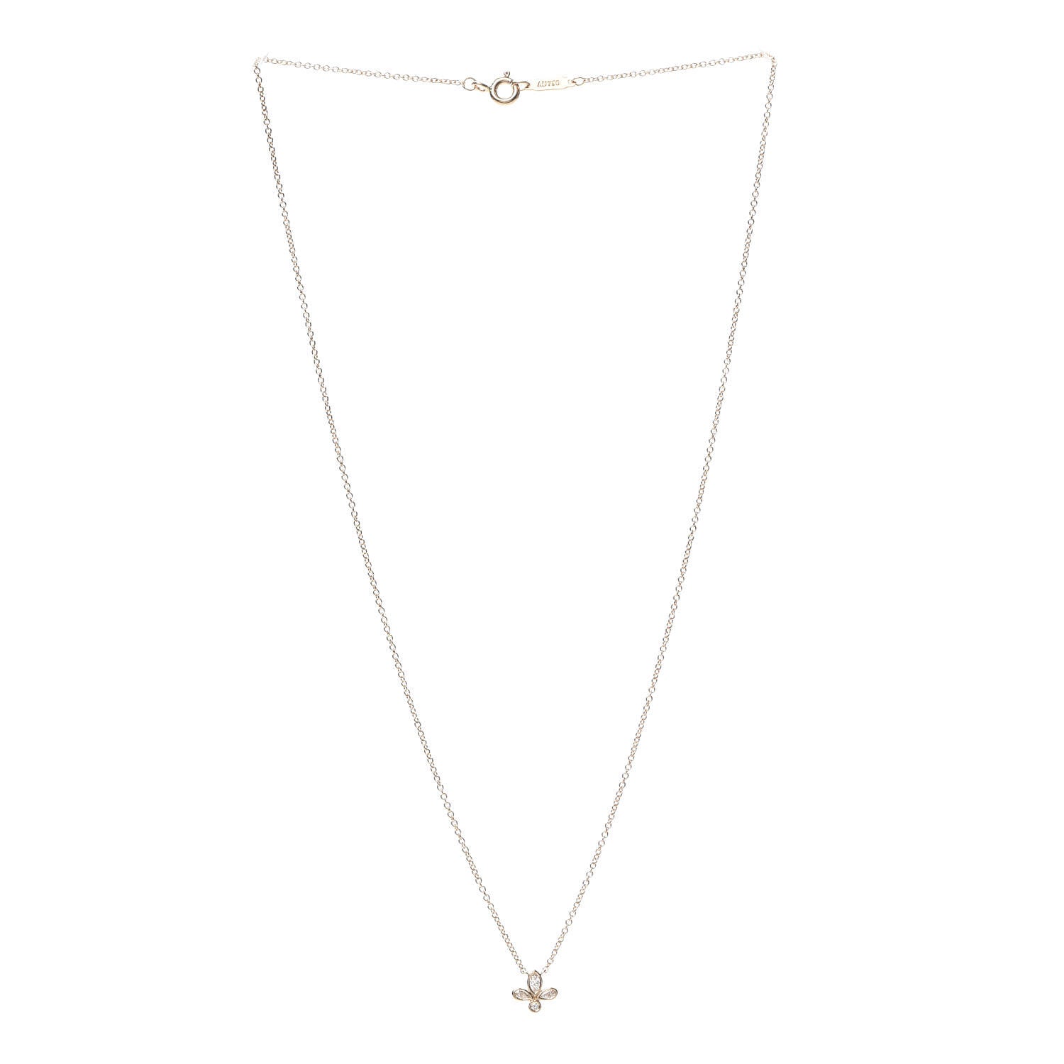 Tiffany 18K Rose Gold Diamond Fleur de Lis Pendant Necklace 3 of 5