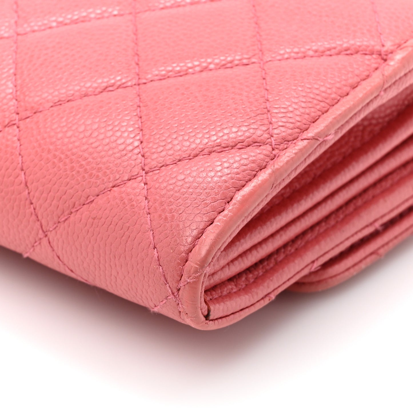 Caviar Quilted Medium Gusset Flap Wallet Pink