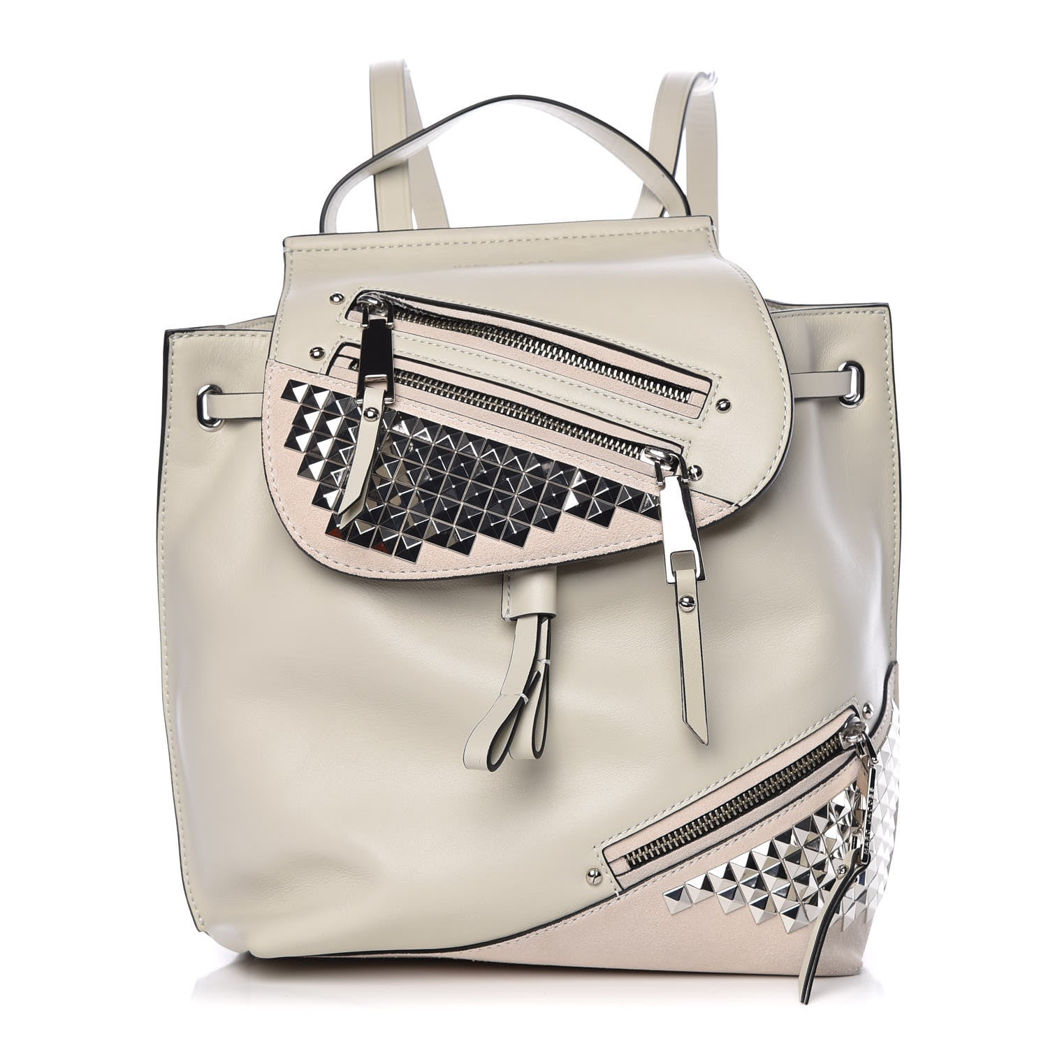 Marc Jacobs Suede Calfskin Studded Zip Flap Backpack Dove 1 of 10