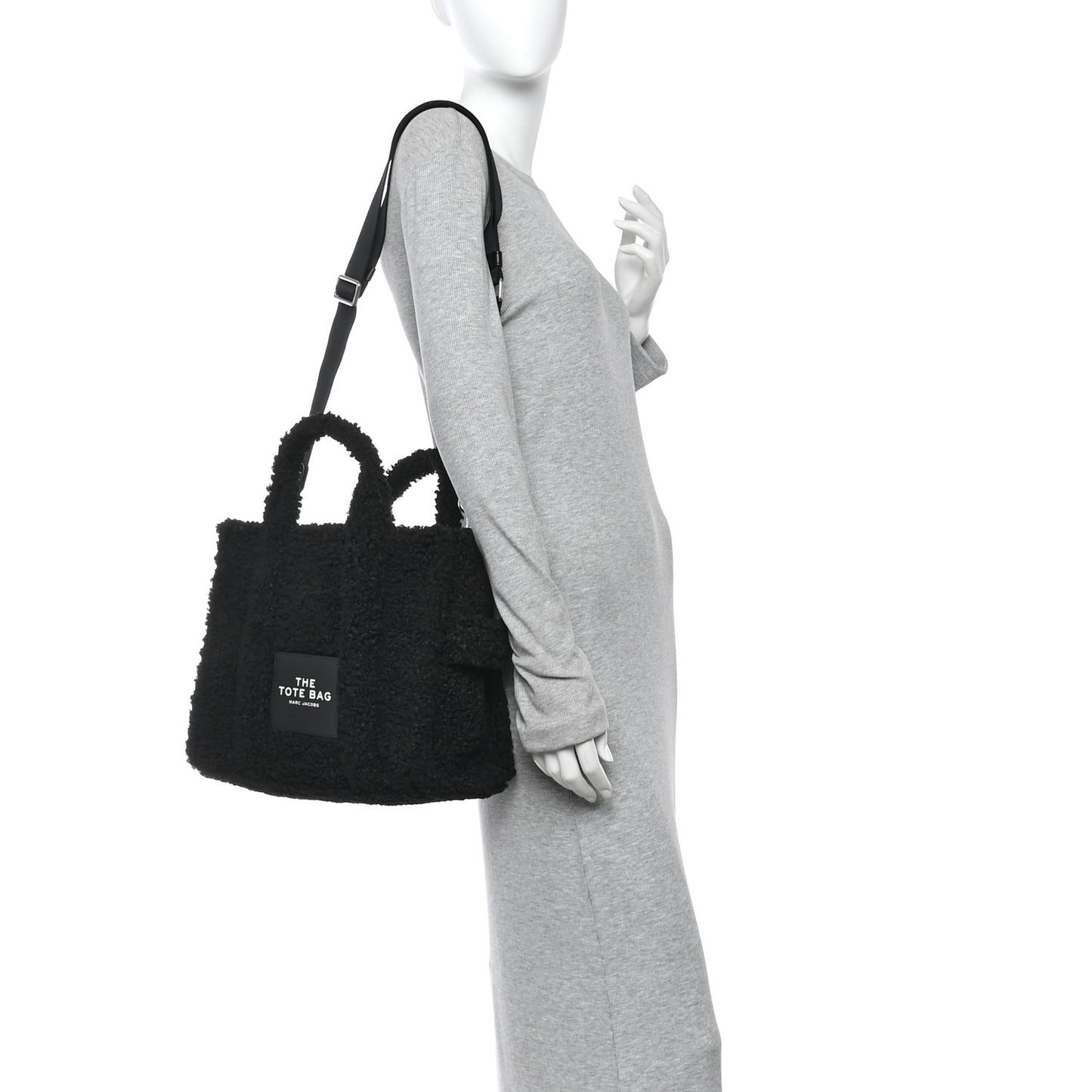 Polyester Cotton Medium The Teddy Traveler Tote Bag Black