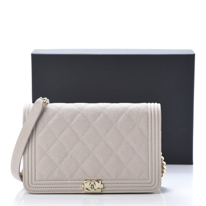 Chanel Caviar Quilted Boy Wallet On Chain WOC Beige 12 of 12