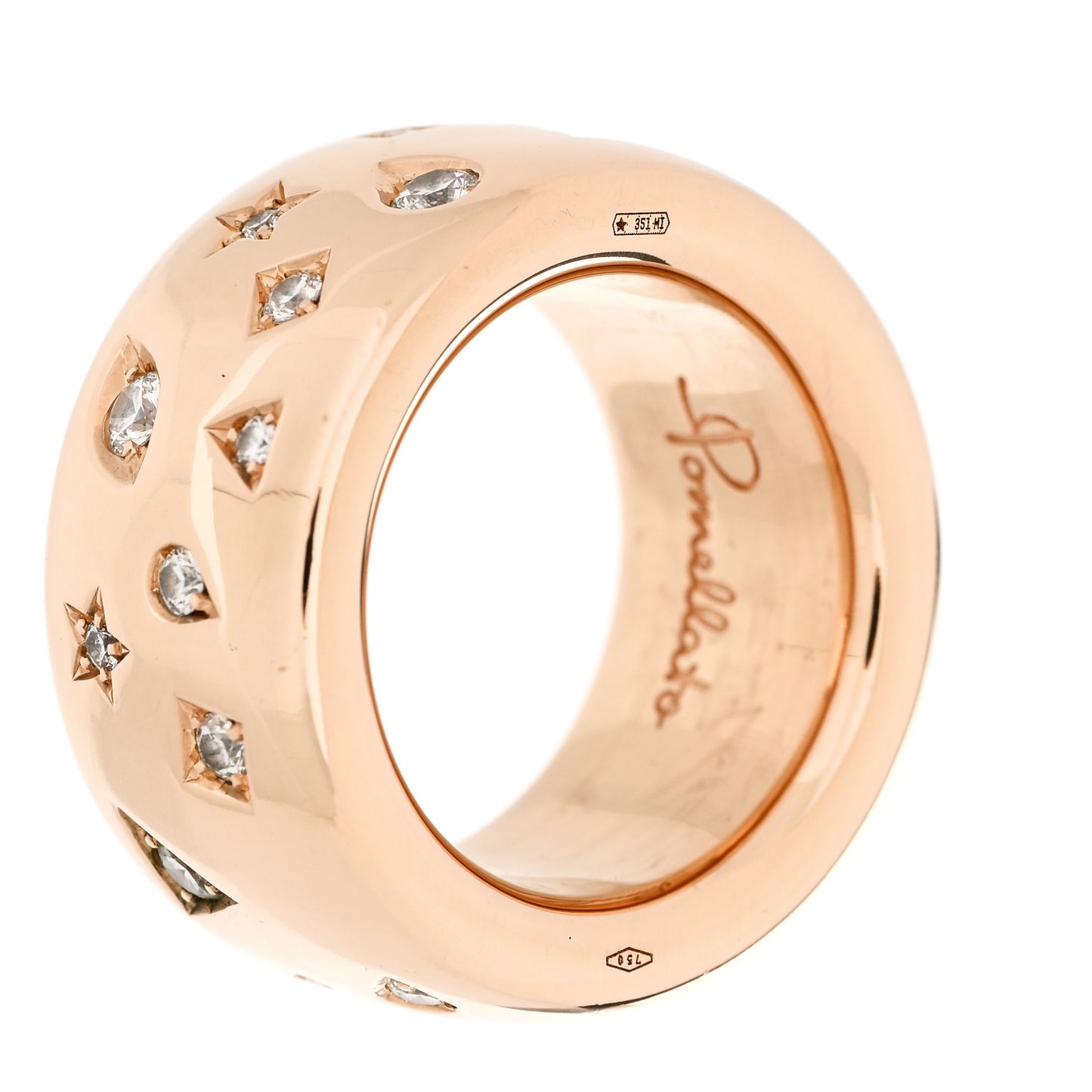 18K Rose Gold Diamond Maxi Iconica Band Ring 52 6