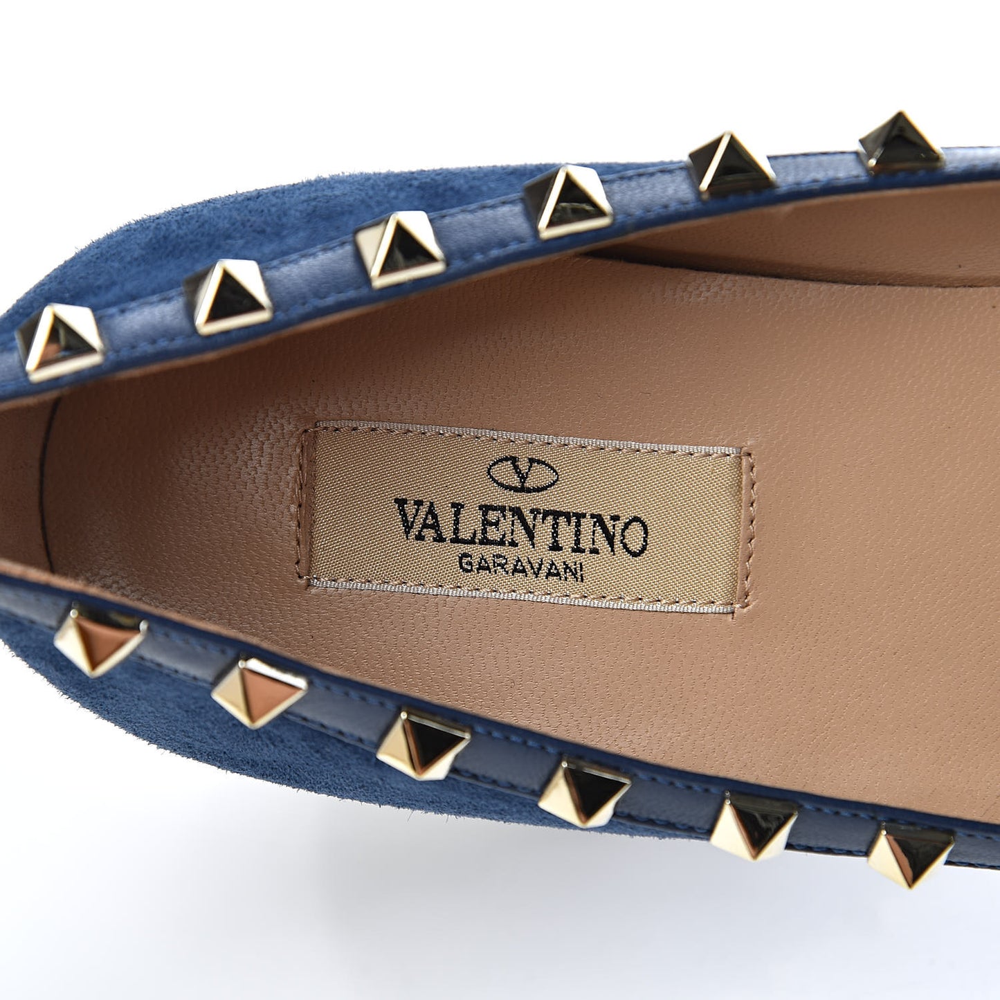 Suede Nappa Rockstud Ballerina Flats 40 Marine