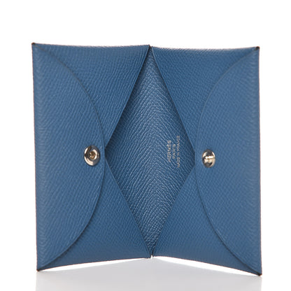 Hermes Epsom Calvi Card Case Bleu Agate 5 of 7
