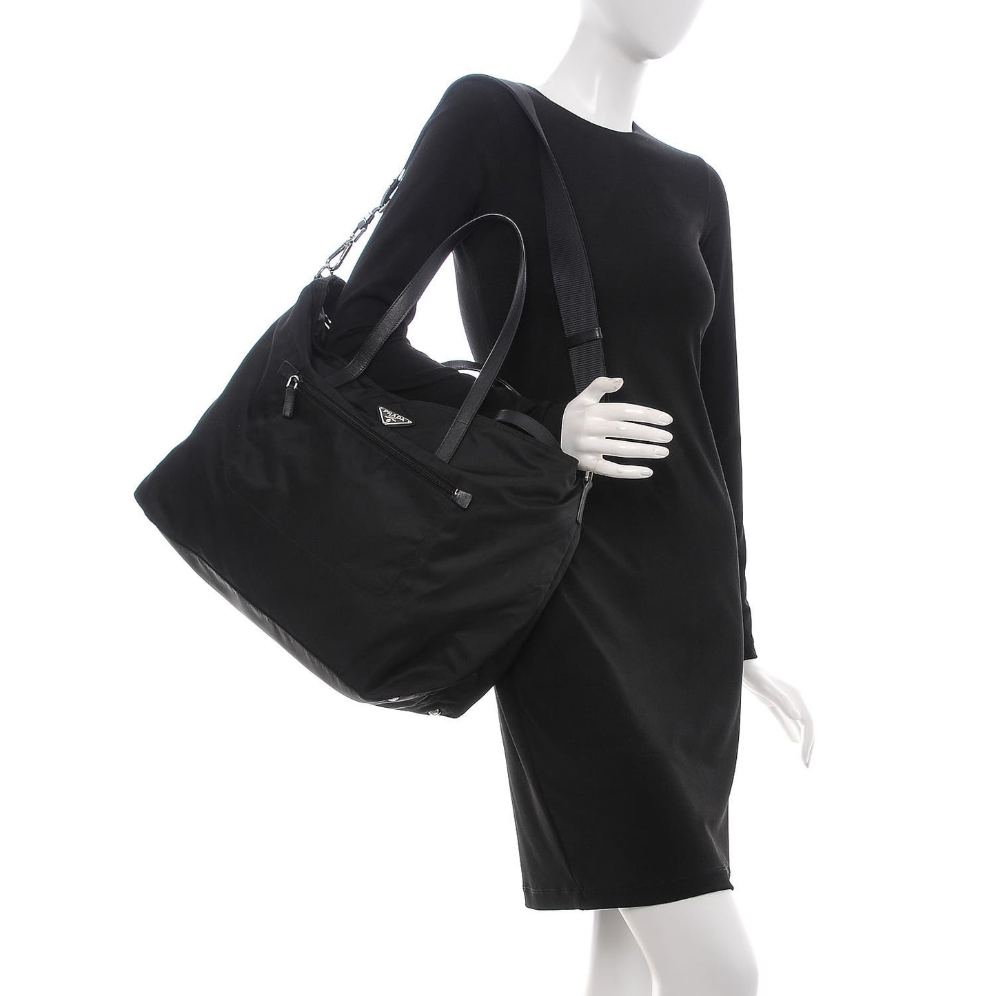 Tessuto Nylon Saffiano Vela Tote Black