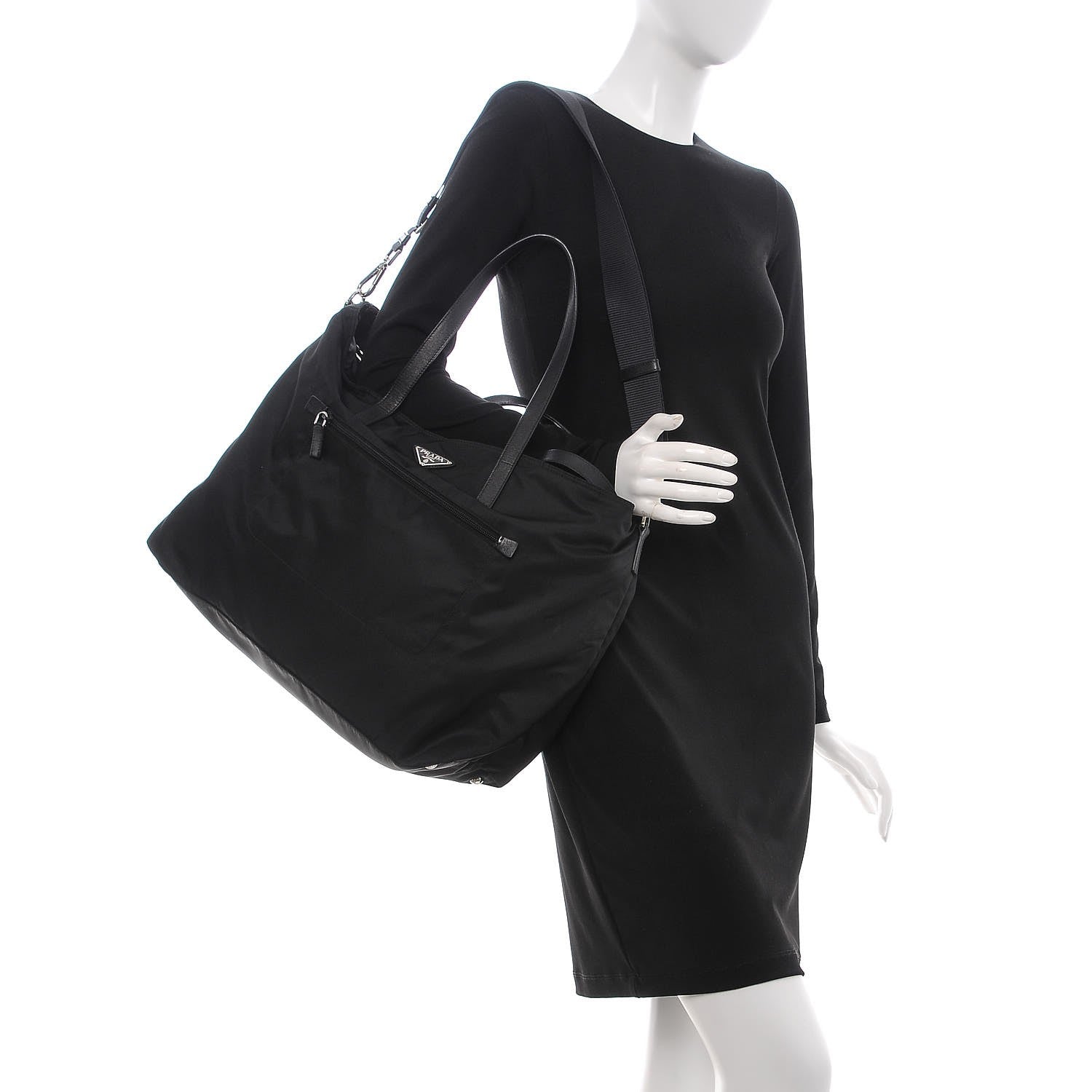 Prada Tessuto Nylon Saffiano Vela Tote Black 2 of 9