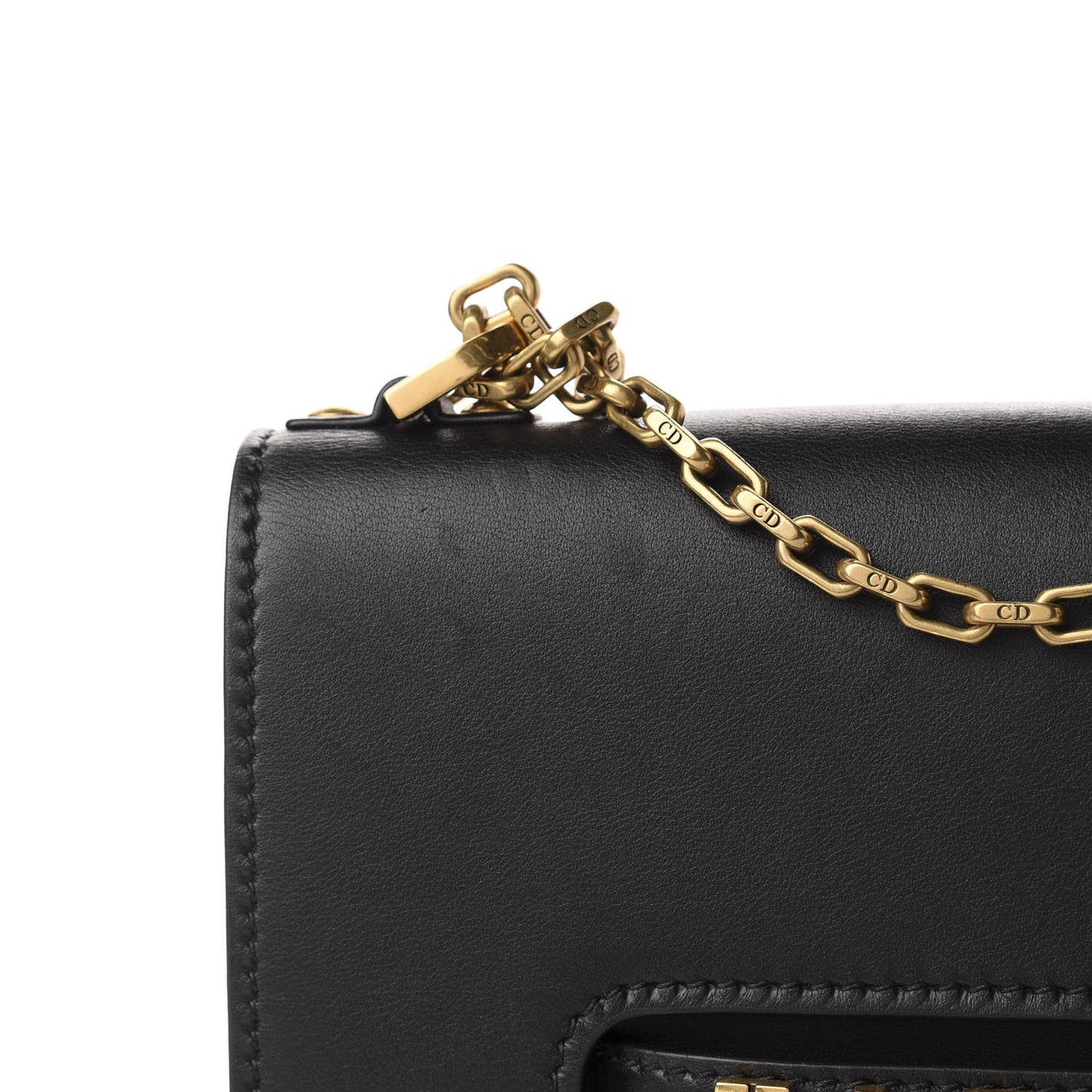 Calfskin J'Adior Chain Flap Bag Black