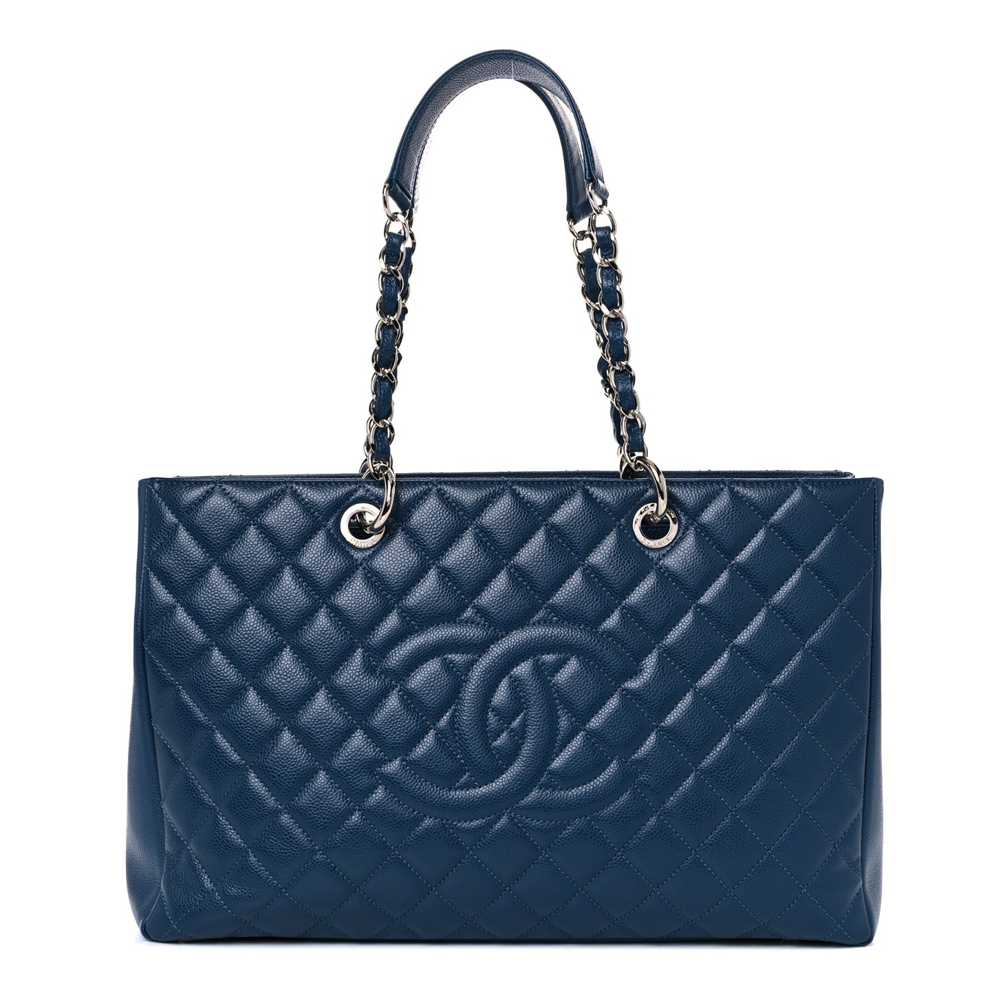 Caviar Quilted XL Grand Shopping Tote GST Navy Blue
