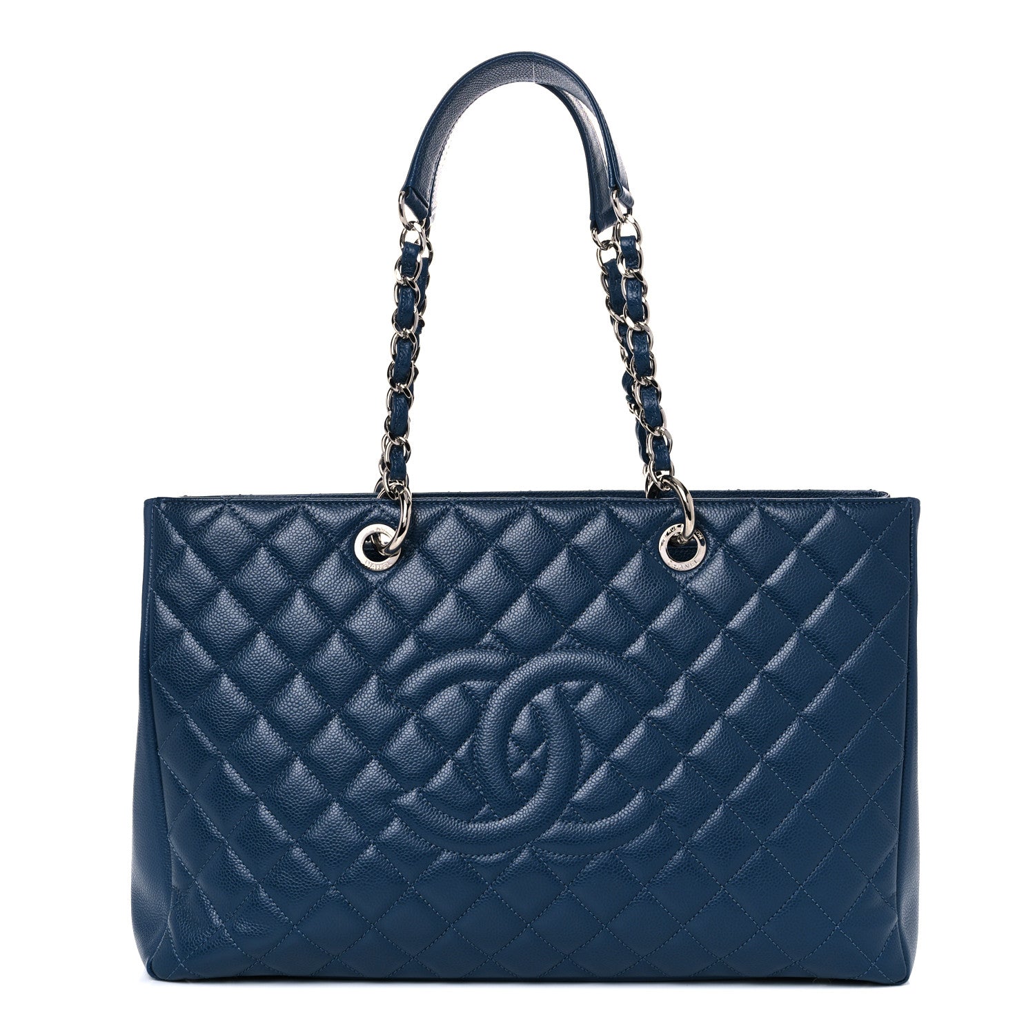 Chanel Caviar Quilted XL Grand Shopping Tote GST Navy Blue 1 of 15