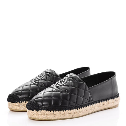 Chanel Lambskin Quilted CC Espadrilles 38 Black 3 of 10