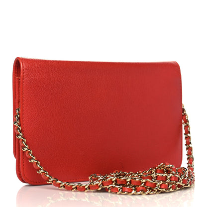 Chanel Goatskin Camellia CC Wallet On Chain WOC Orange 2 of 13