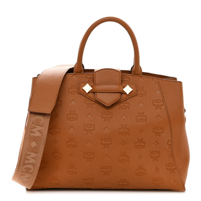 MCM Calfskin Ottomar Monogram Medium Essential Tote Cognac 1 of 10