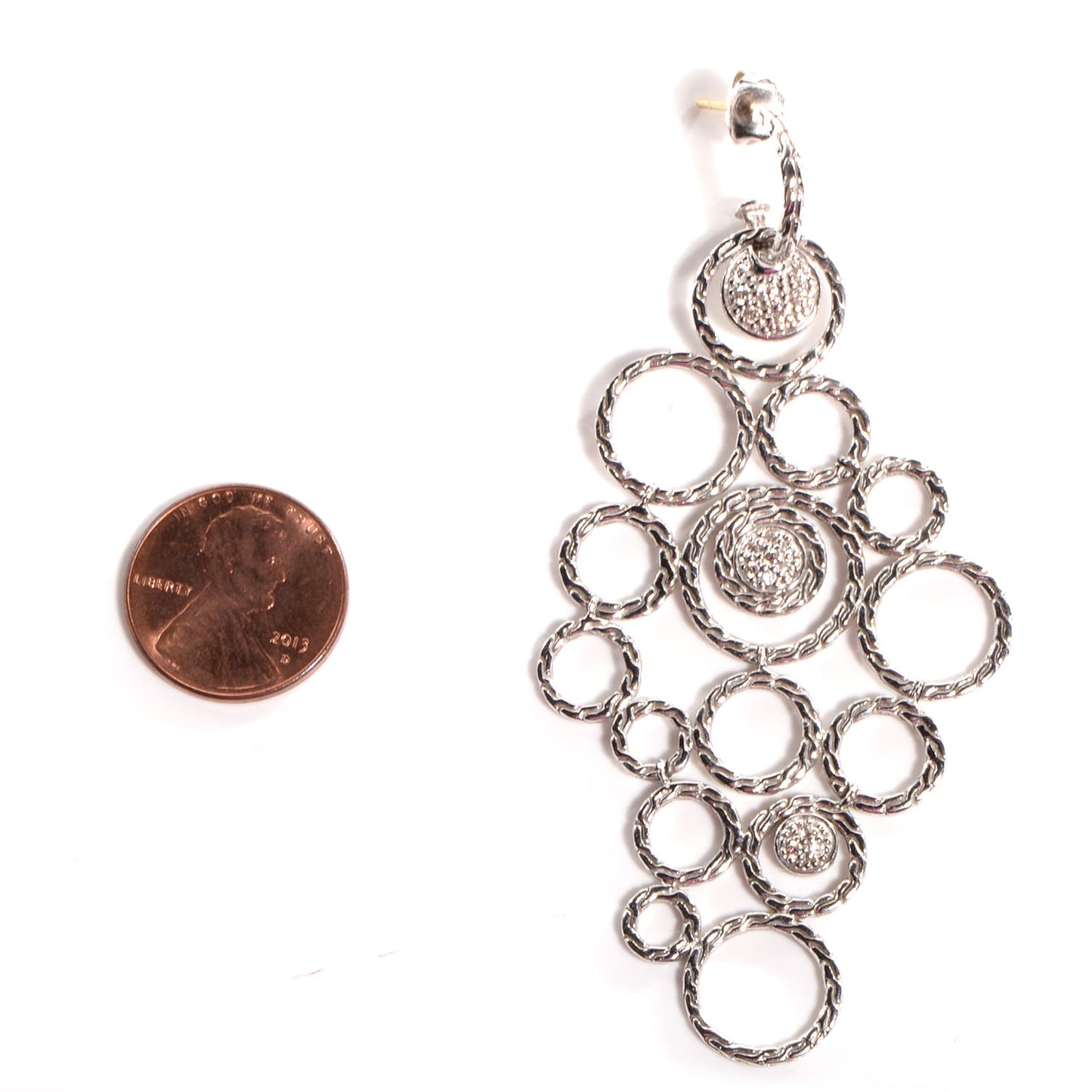 Sterling Silver Pave Diamond Chandelier Earrings