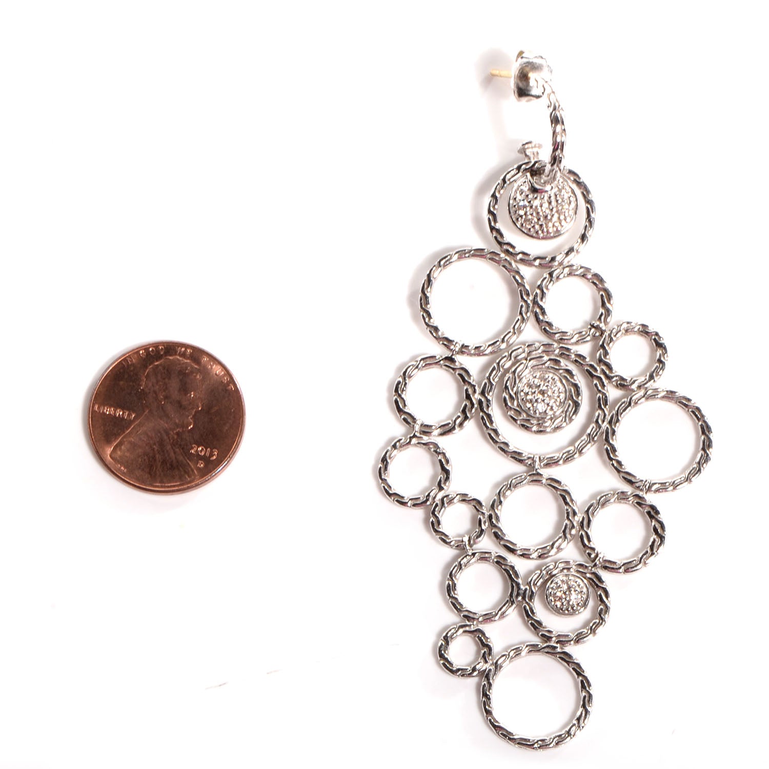 John Hardy Sterling Silver Pave Diamond Chandelier Earrings 2 of 5