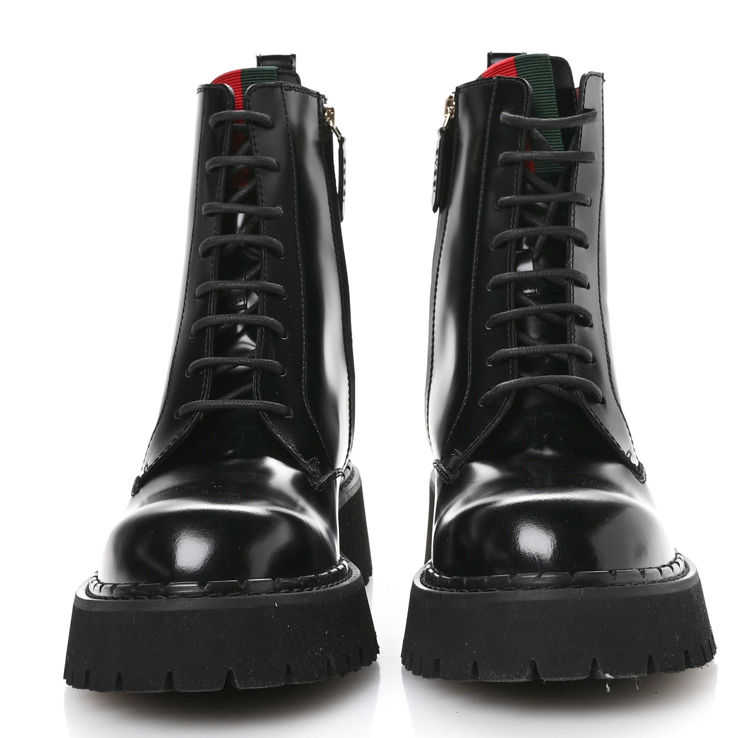 Gucci Spice Lux Nappa Web Combat Boots 40 Black 4 of 9