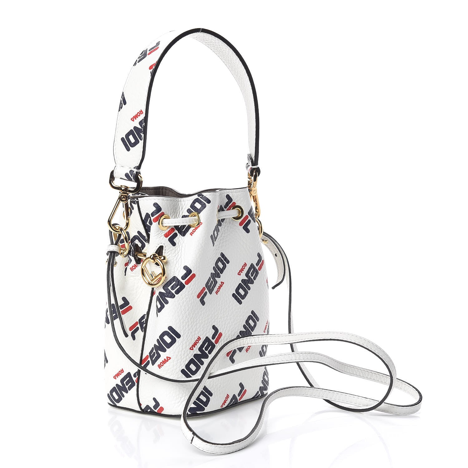 Fendi X FILA Vitello F is Fendi Mania Mini Mon Tresor Bucket Bag White 3 of 11