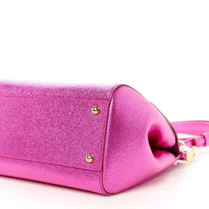 Dolce & Gabbana Metallic Dauphine Medium Miss Sicily Satchel Pink 10 of 11