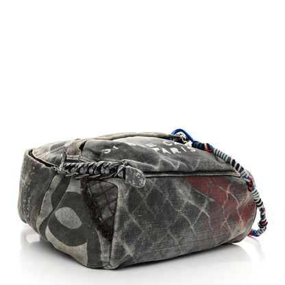 Chanel Graffiti Printed Canvas Medium Backpack Black 4 of 17