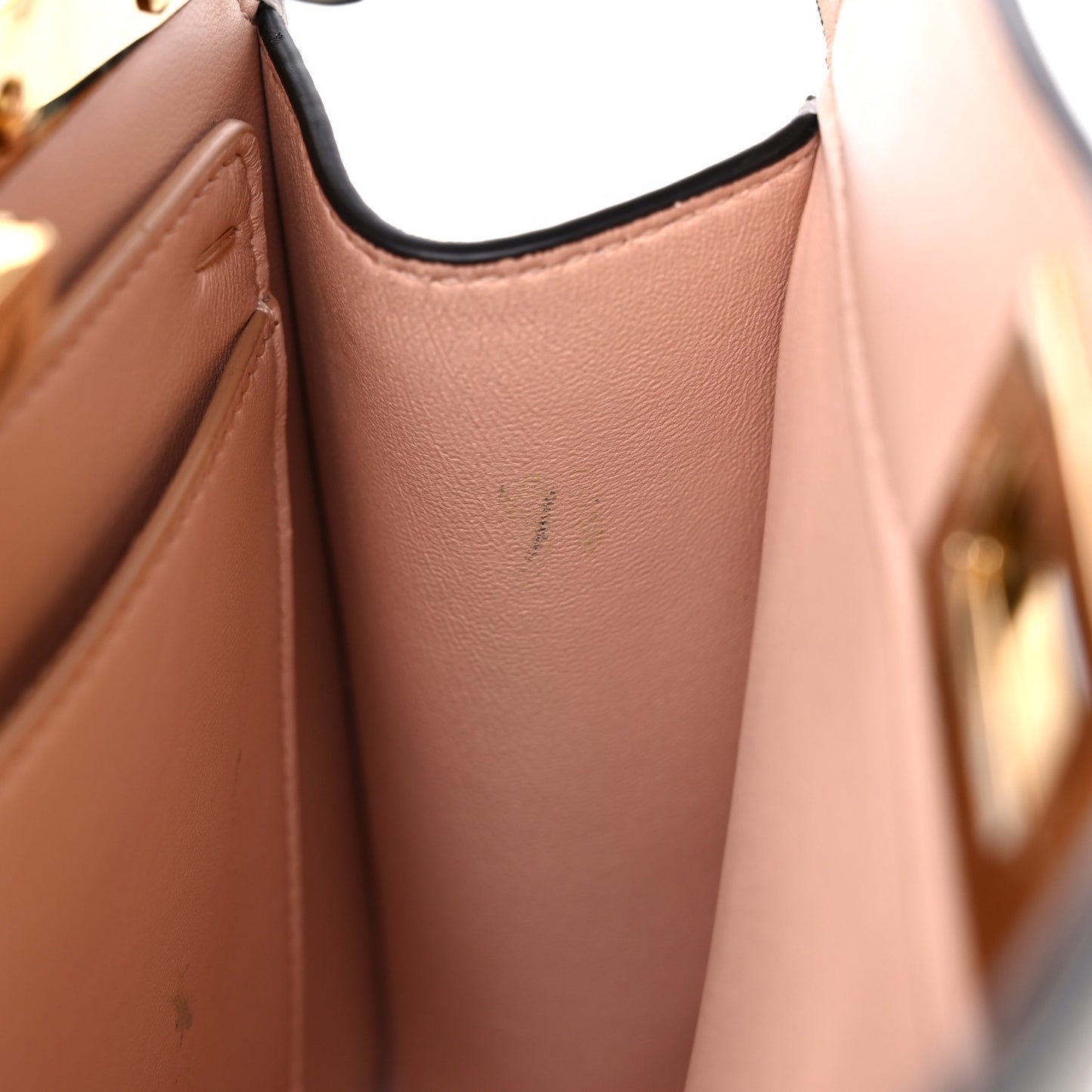 Vitello Seta Nappa Bi-Color Small Peekaboo I SEE U Satchel White Ice Light Rose Tortora