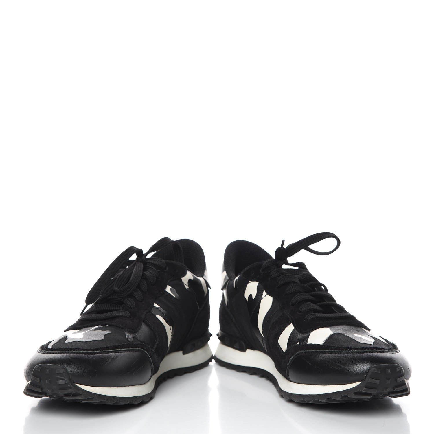 Valentino Garavani Nappa Suede Camouflage Mens Rockrunner Sneakers 44 Black White 5 of 18