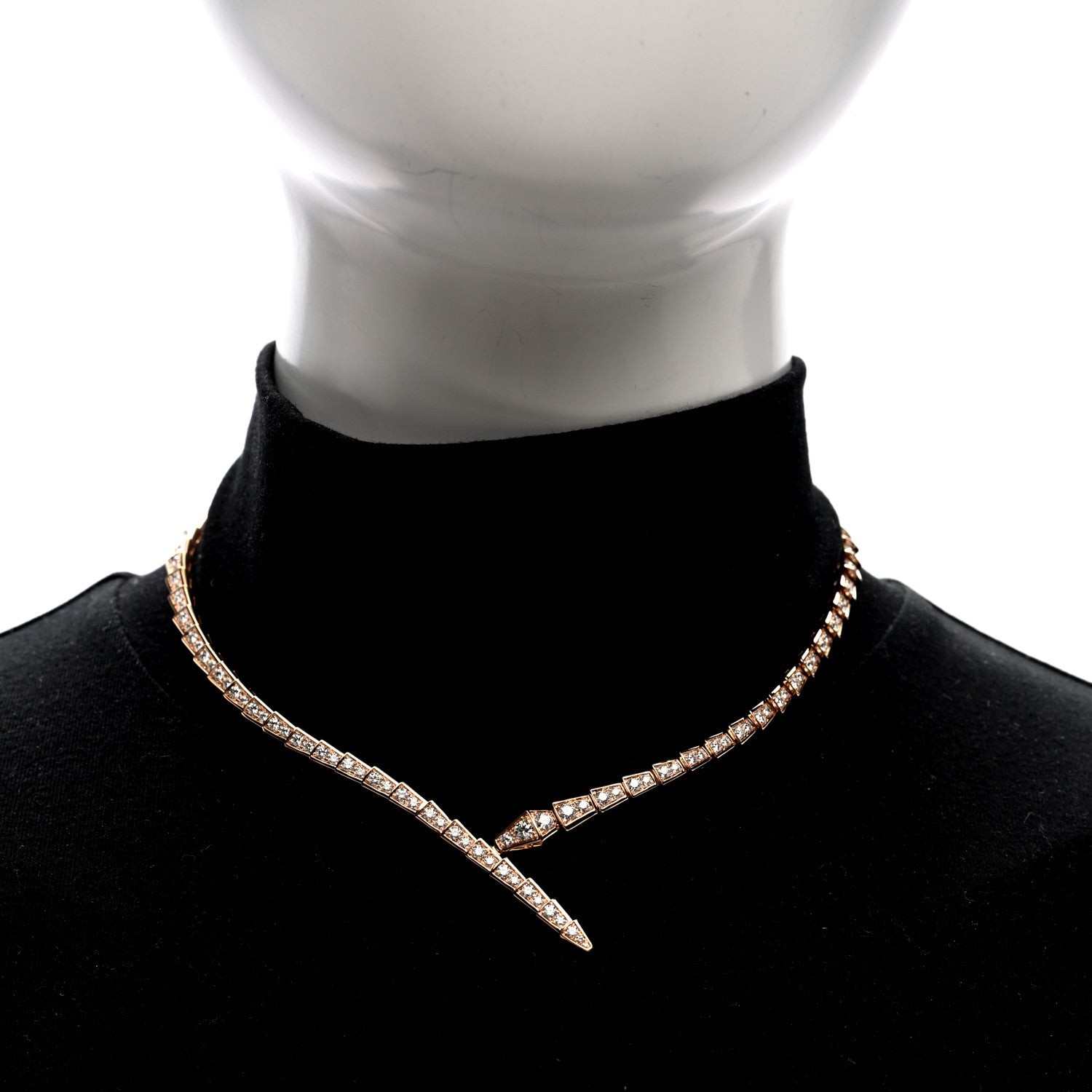 Bulgari 18K Rose Gold Diamond Serpenti Viper Full Pave Choker Necklace 2 of 6