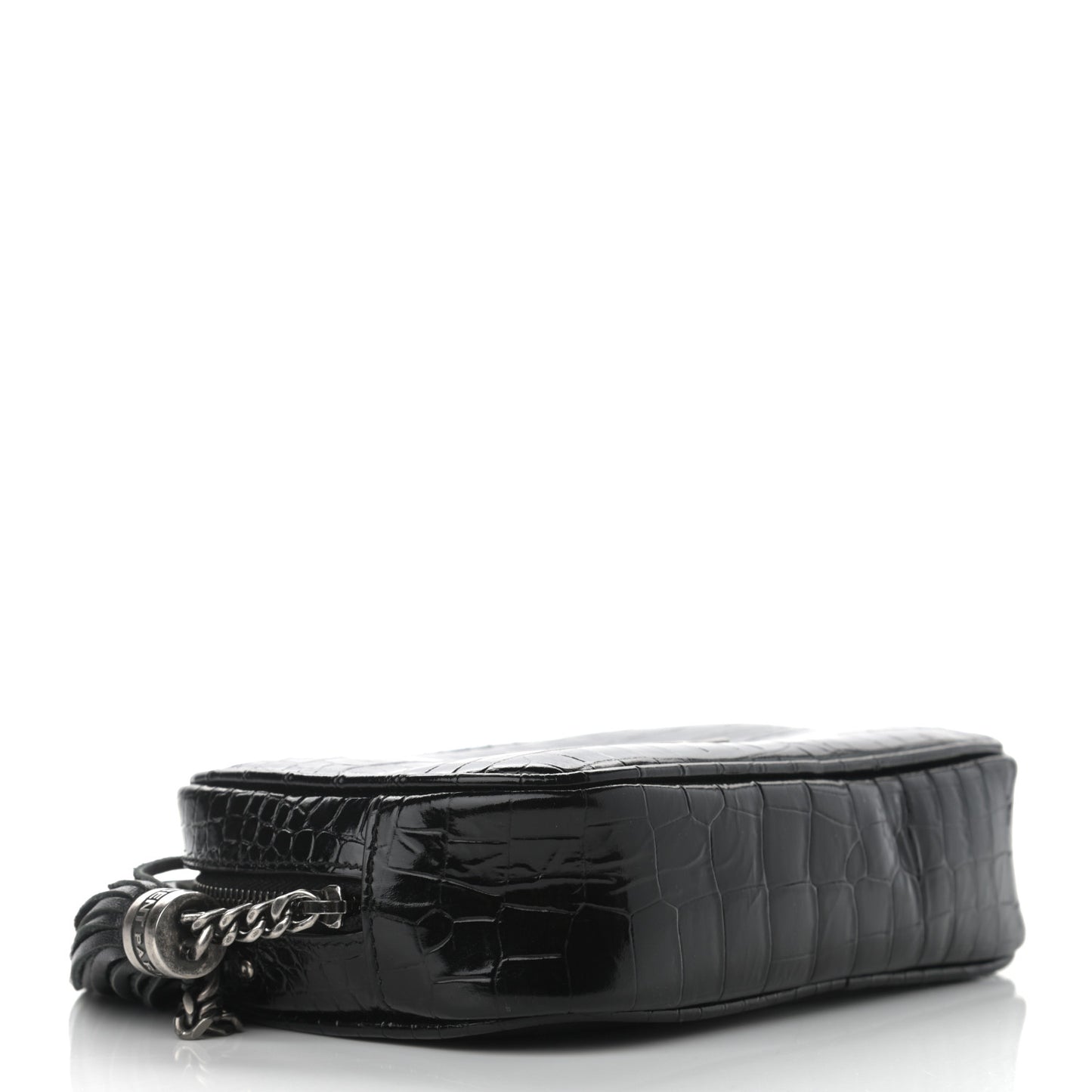 Calfskin Crocodile Embossed Monogram Mini Lou Camera Bag Black