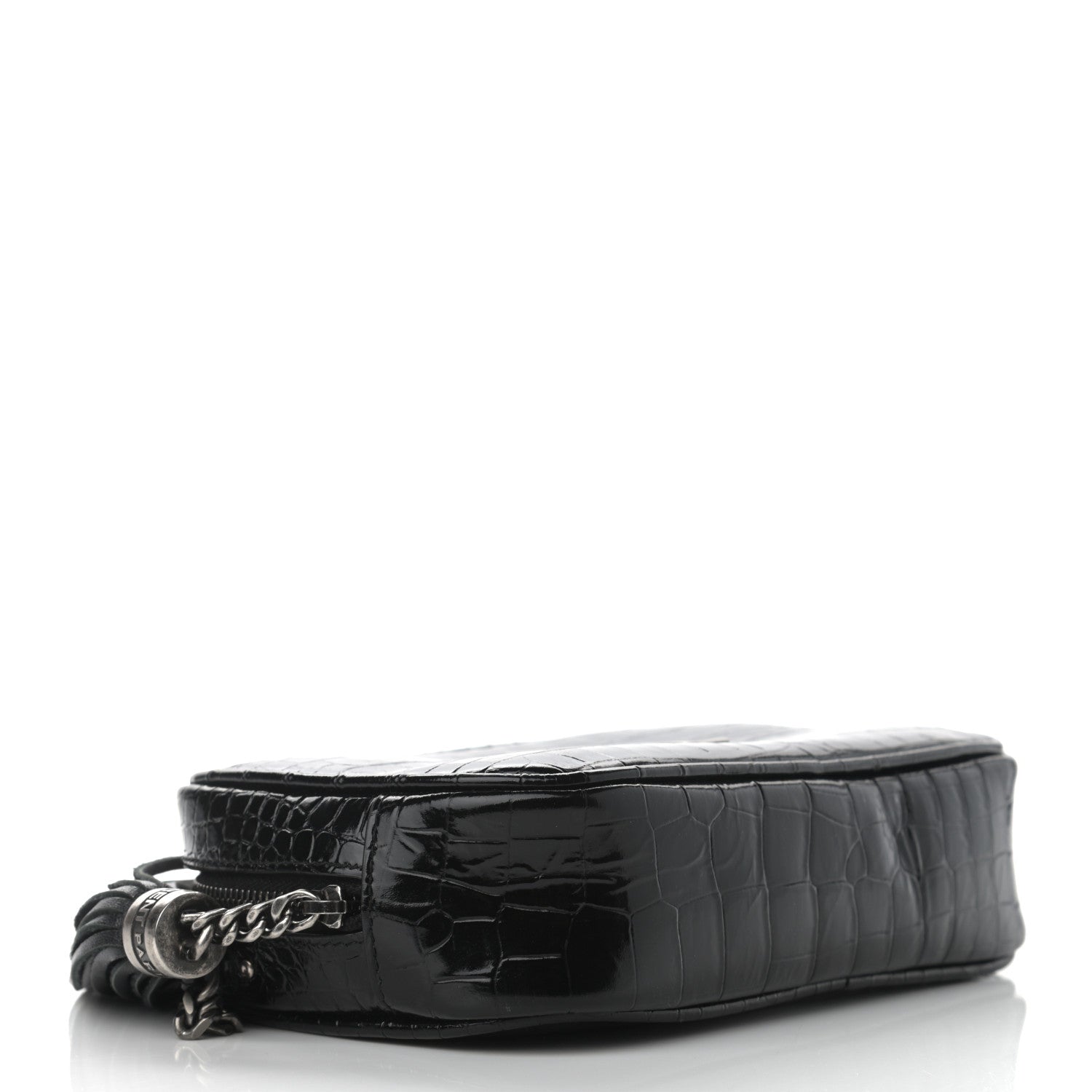 Saint Laurent Calfskin Crocodile Embossed Monogram Mini Lou Camera Bag Black 4 of 10