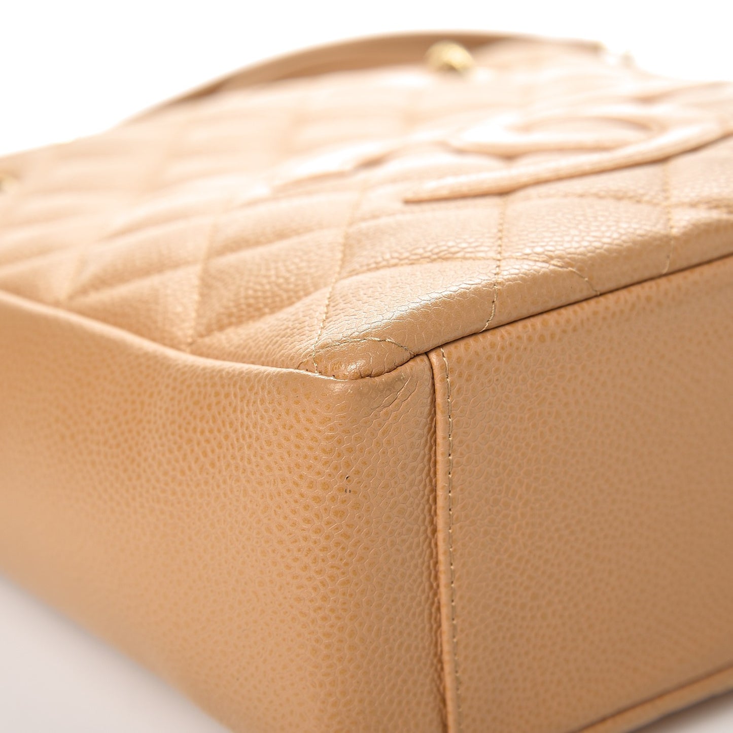 Caviar Quilted Petit Shopping Tote PST Dark Beige