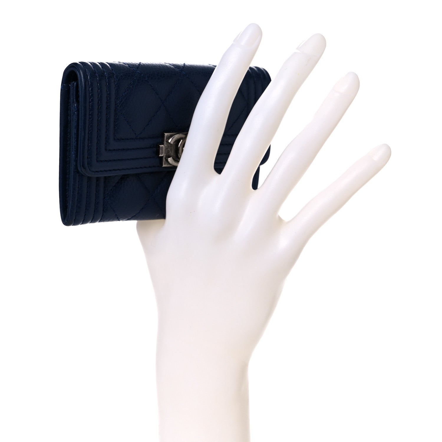 Chanel Calfskin Quilted Boy Flap Card Holder Navy 4 of 9