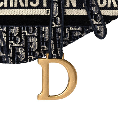 Christian Dior Oblique Embroidered Saddle Bag Blue 10 of 14