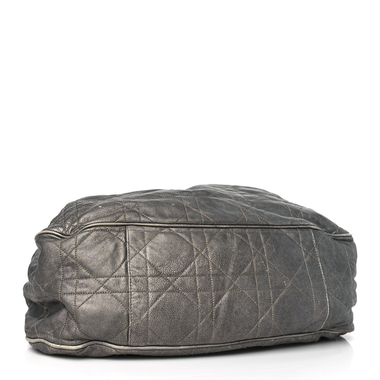 Christian Dior Metallic Lambskin Cannage Drawstring Bag Grey 4 of 10