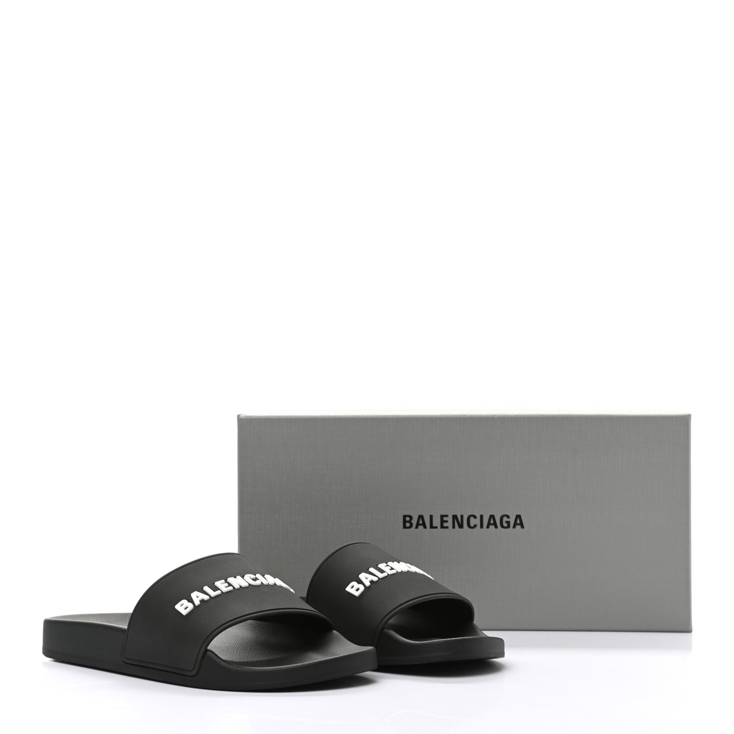 Rubber Womens Logo Pool Slide Sandals 40 Black White