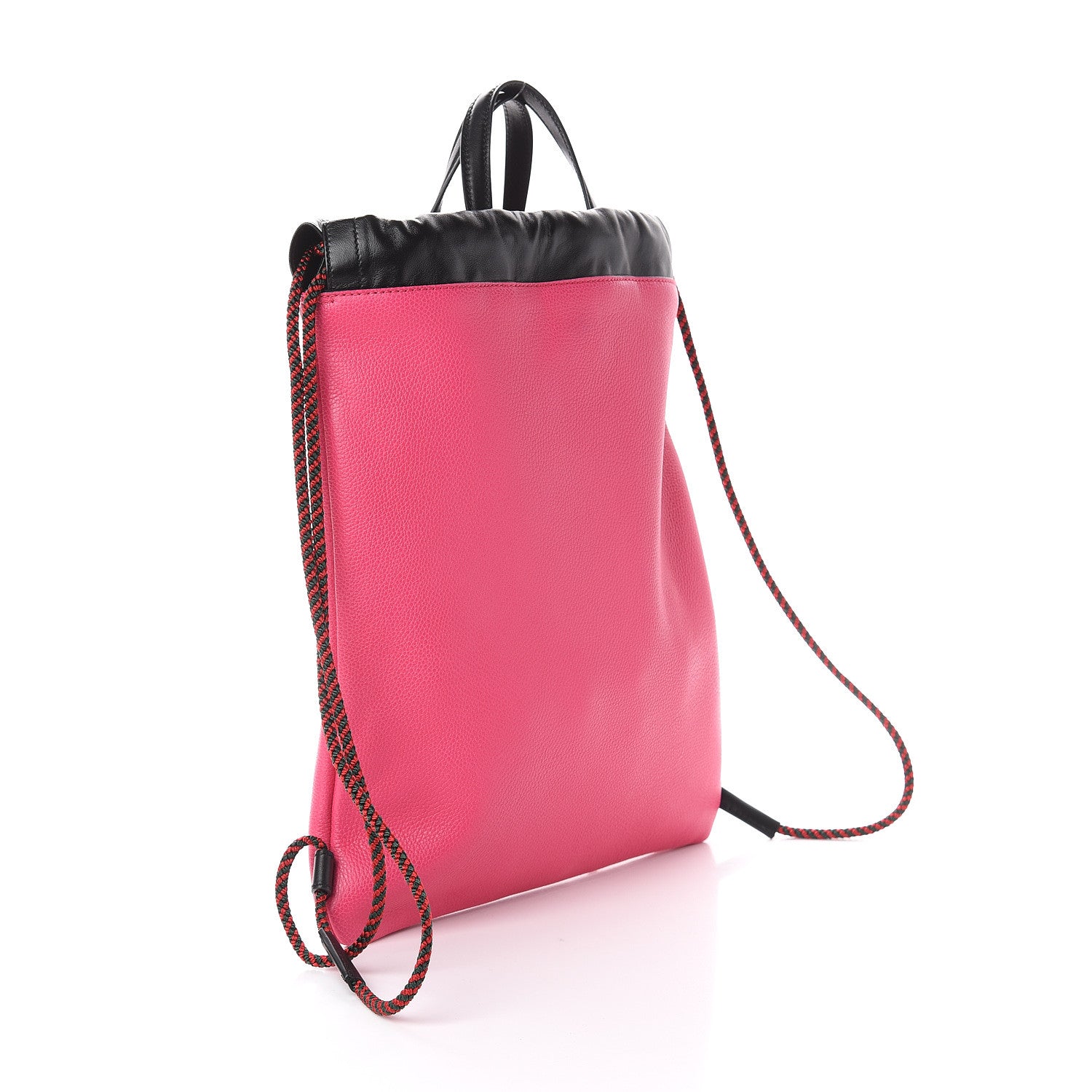 Gucci Grained Calfskin Logo Drawstring Backpack Box Pink Green Black 2 of 8