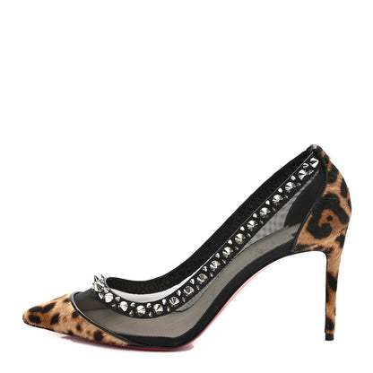 Christian Louboutin Galativi Pony Hair Leopard Spikes 85 Pumps 37 Black 1 of 7