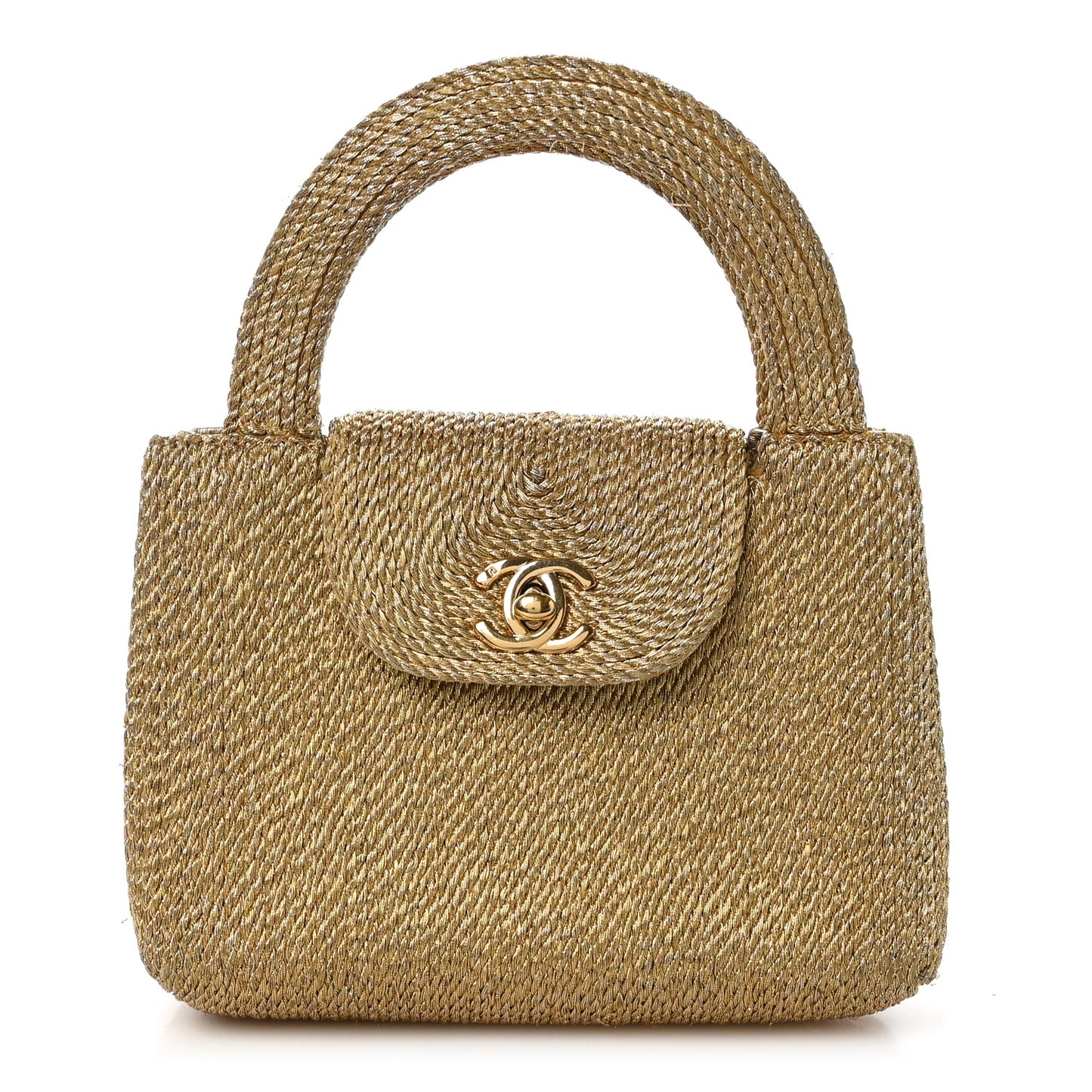 Metallic Woven Raffia Small Kelly Flap Bag Gold