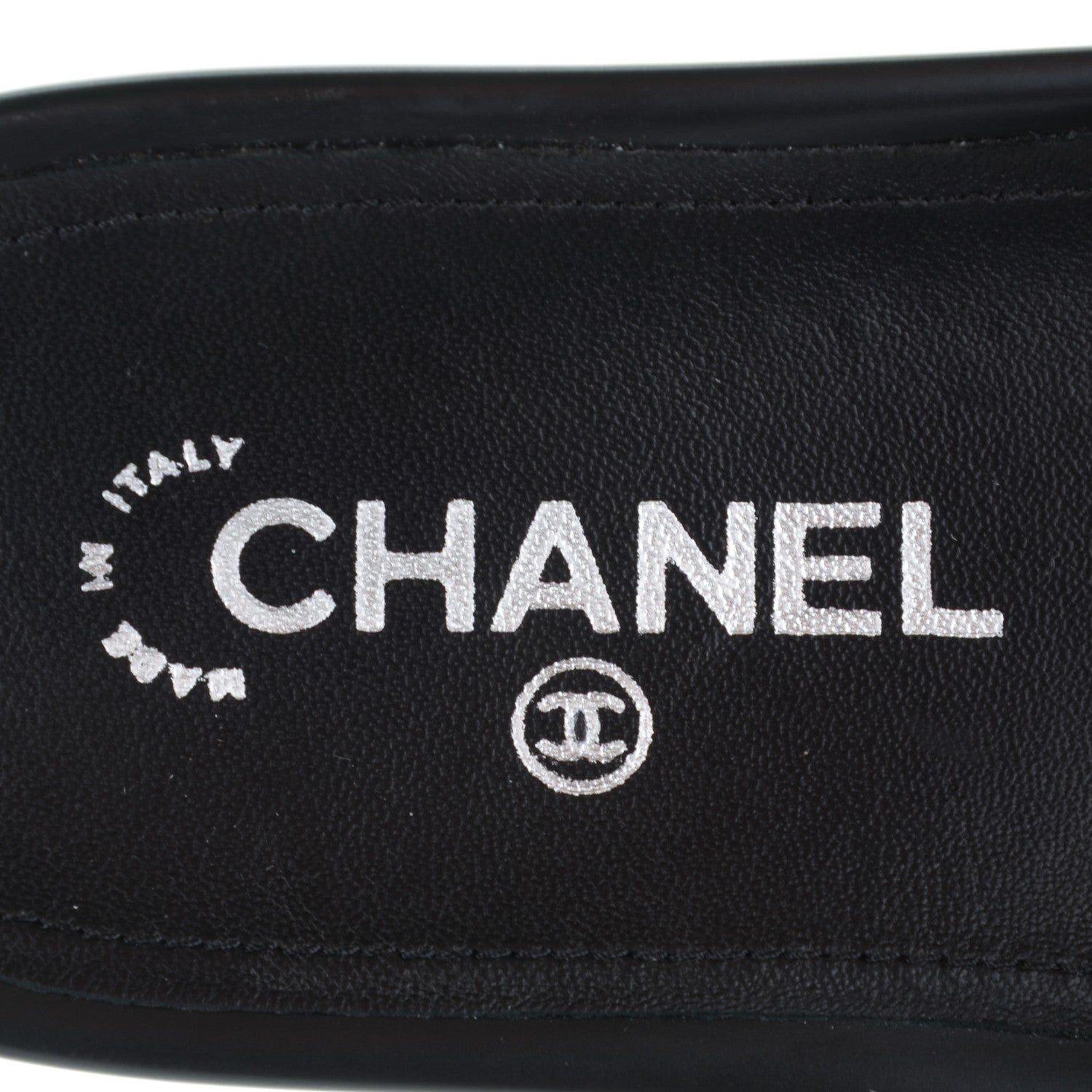 Chanel Tweed Lambskin Chain Flat Sandals 37 Black White 7 of 8