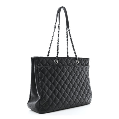 Chanel Calfskin Quilted Large Turn Lock Shopping Tote Black 3 of 11
