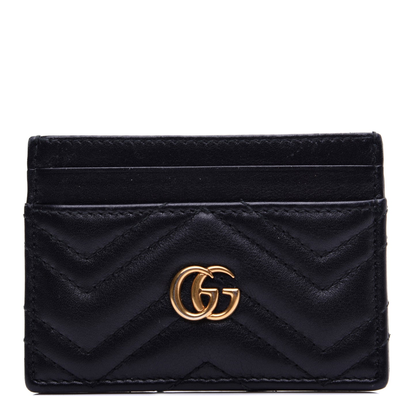 Calfskin Matelasse GG Marmont Card Holder Black