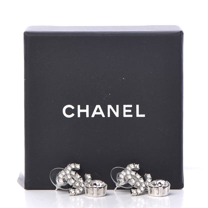 Chanel Crystal CC Drop Earrings Silver 5 of 5