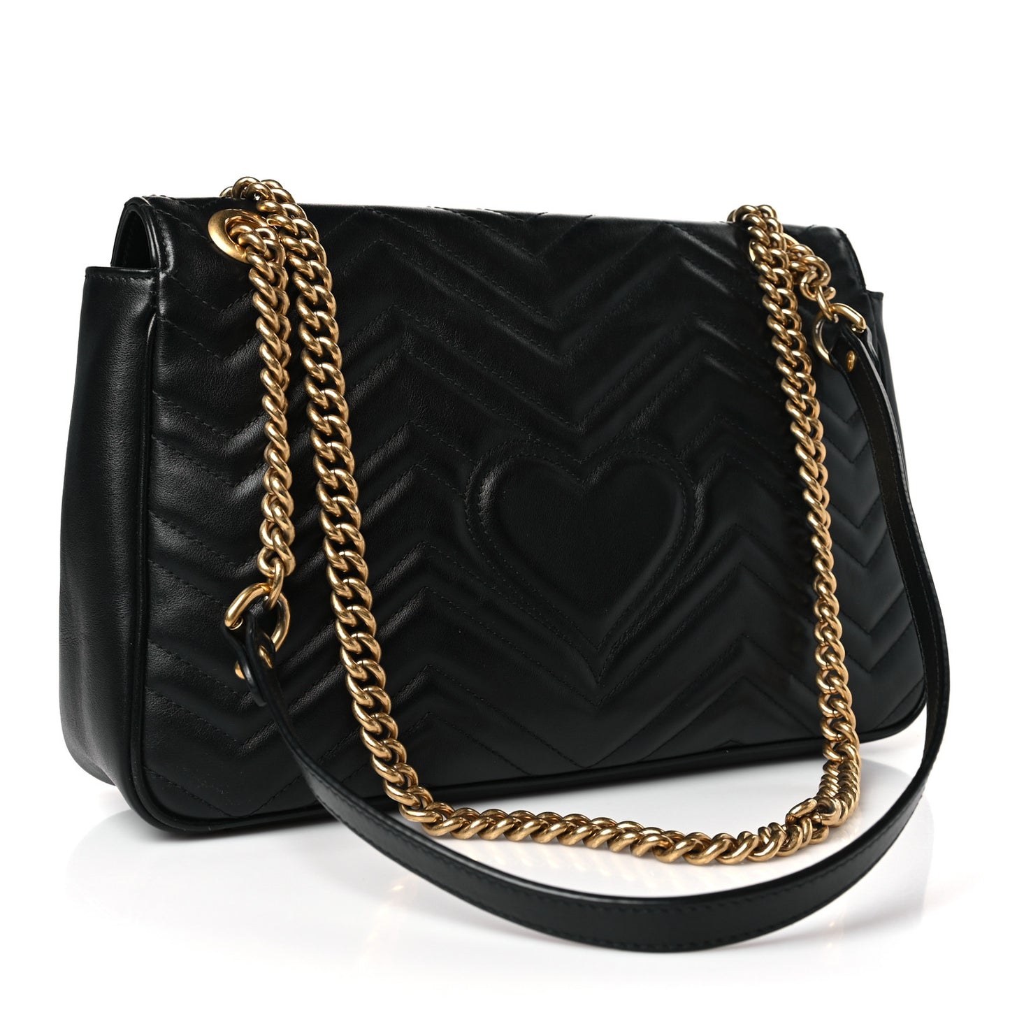 Calfskin Matelasse Medium GG Marmont Shoulder Bag Black
