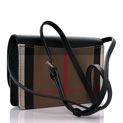 Burberry Grained Calfskin House Check Tartan Mix Hampshire Wallet On Chain Black 3 of 11