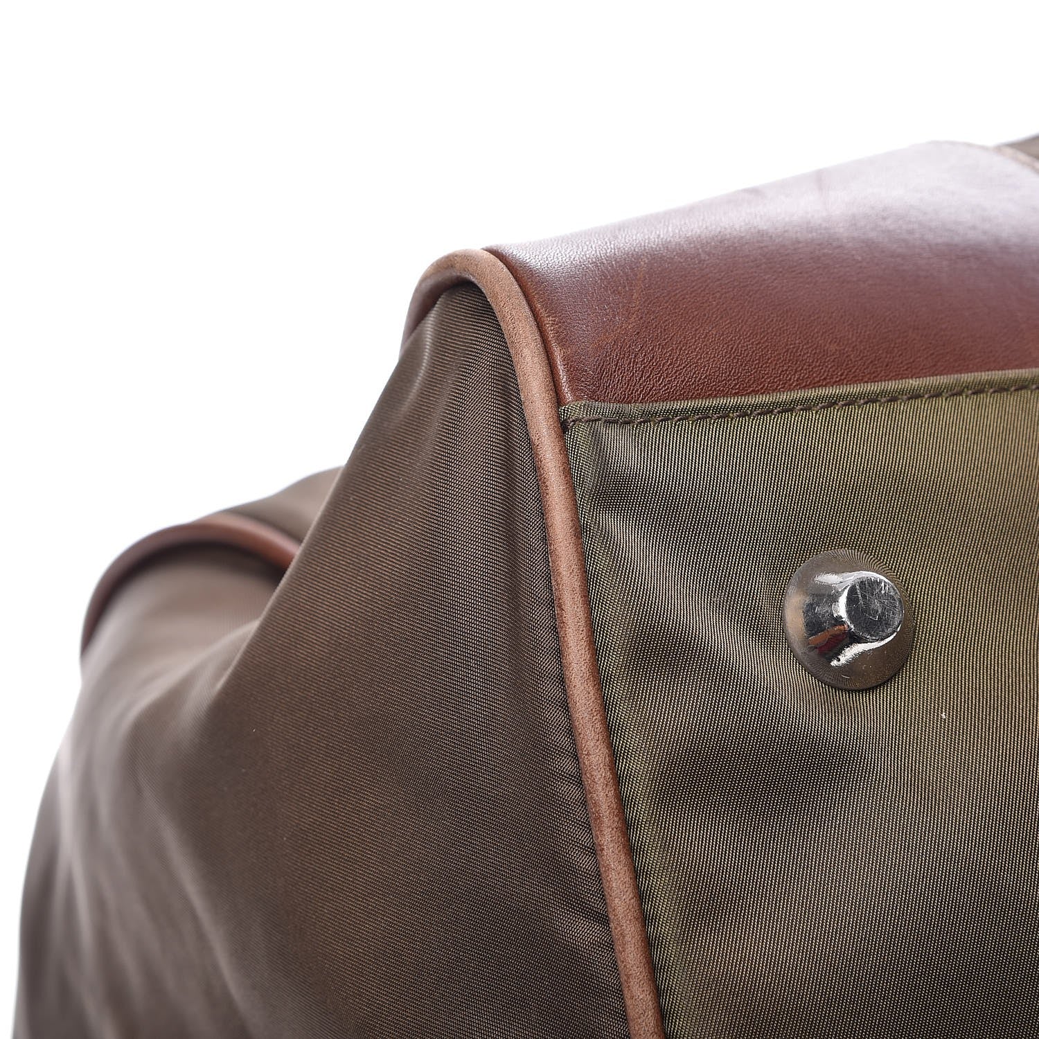 Prada Tessuto Nylon Soft Calfskin Duffle Bag Brown 8 of 13